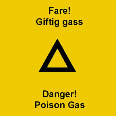 Warning - Danger! Poison gas - NO/EN